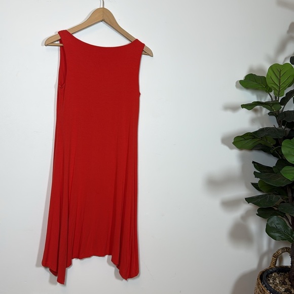 Eileen Fisher Womens Orange Coral Asymmetrical Hem Sleeveless Dress Sz PP 0-2 - Picture 6 of 13
